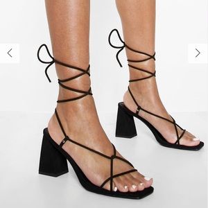 Cross over Wrap Block Heel Sandals